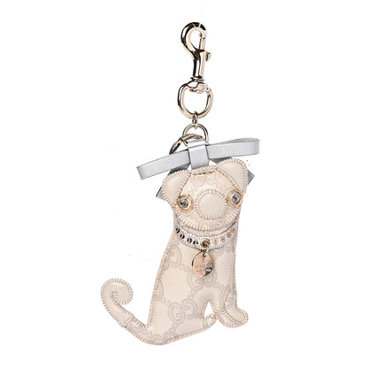 Gucci Guccissima Oliver Pug Key Charm Off White 1 of 3