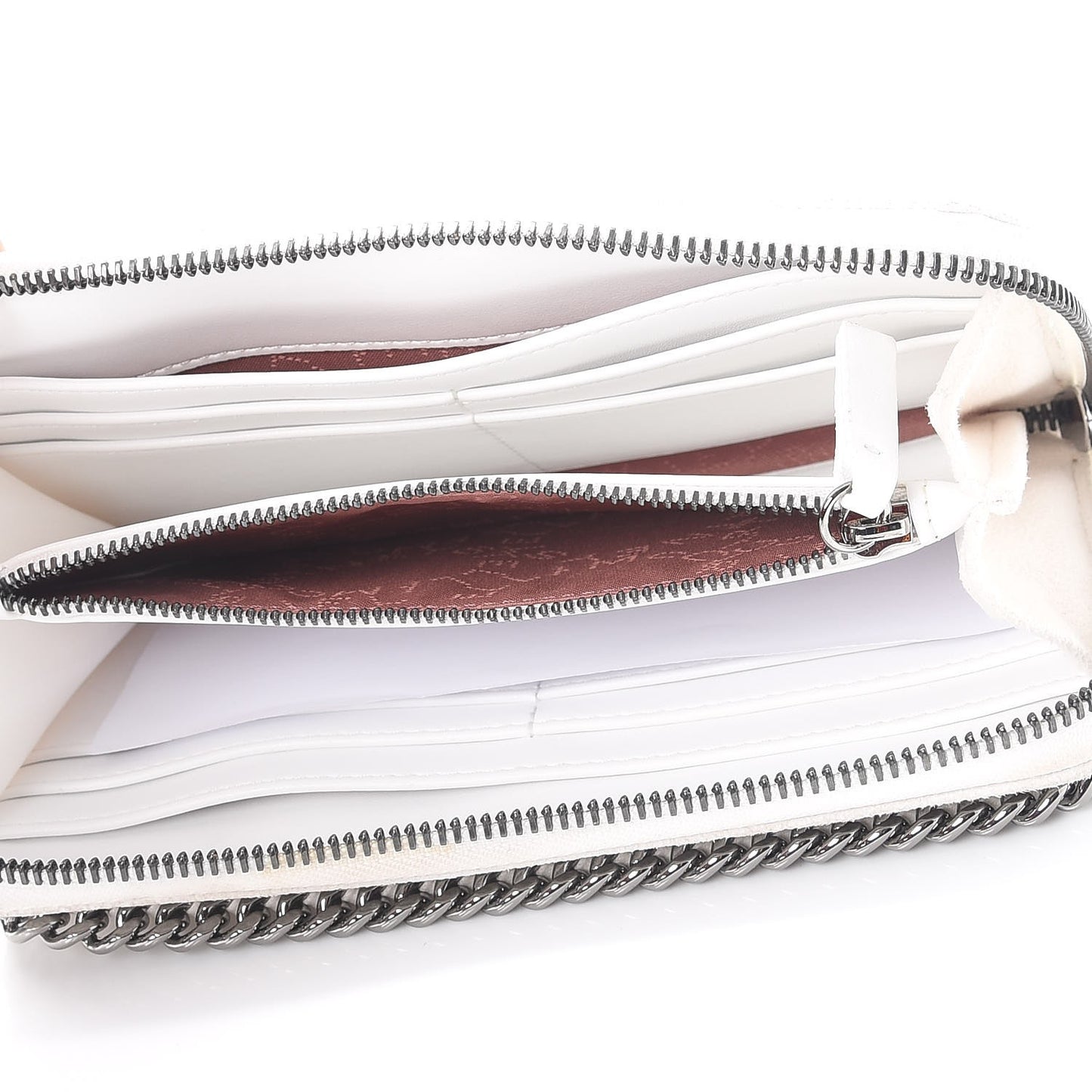 Shaggy Deer Falabella Zip Around Wallet White