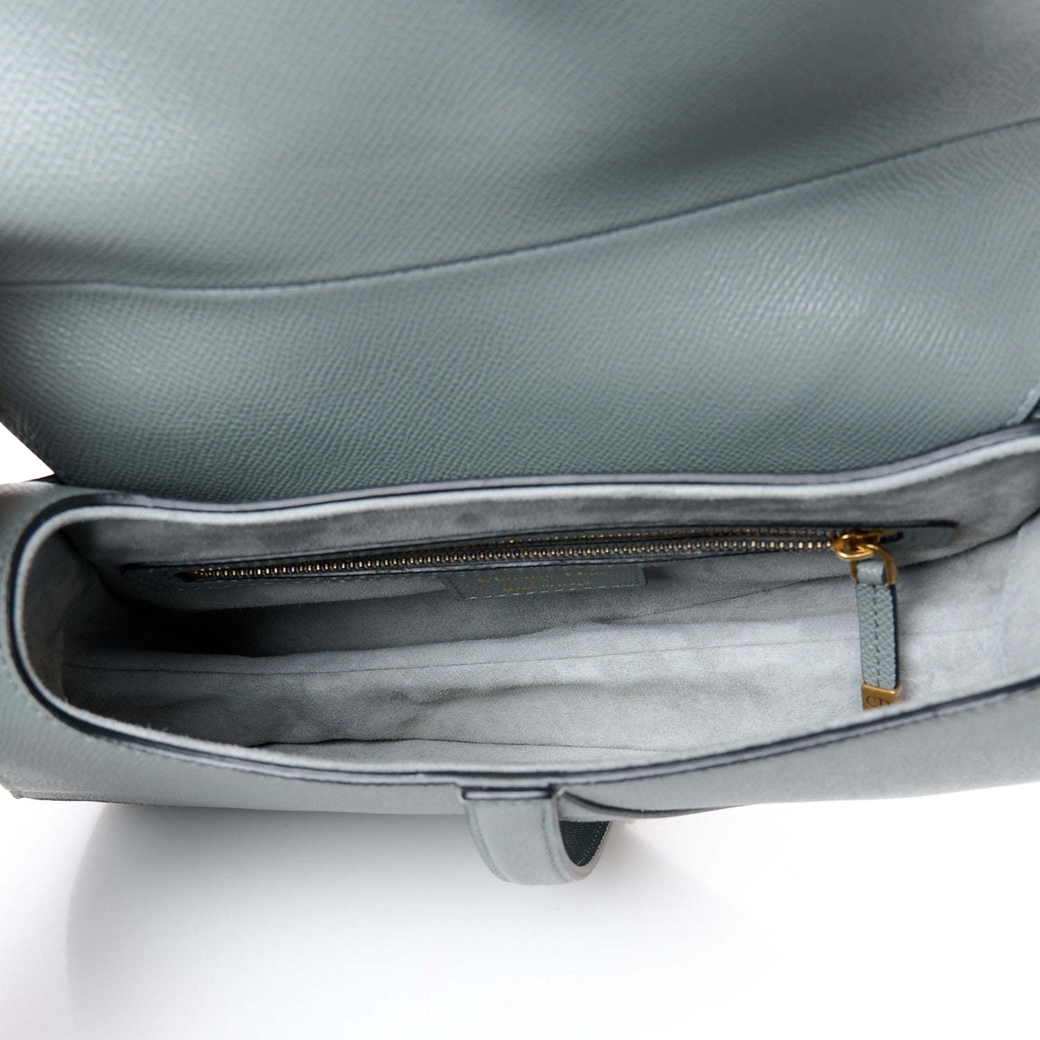 Christian Dior Grained Calfskin Saddle Bag With Strap Stone Grey 5 of 10