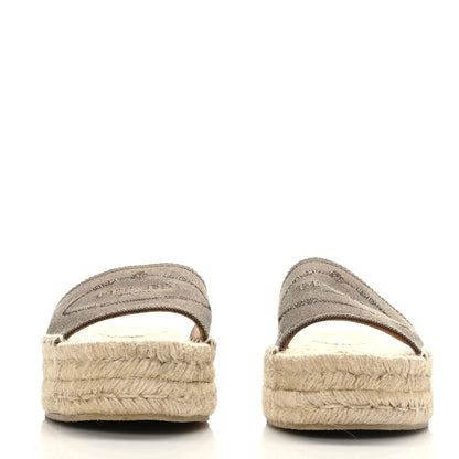Prada Denim Logo Slide Espadrilles 39 Brown 2 of 8