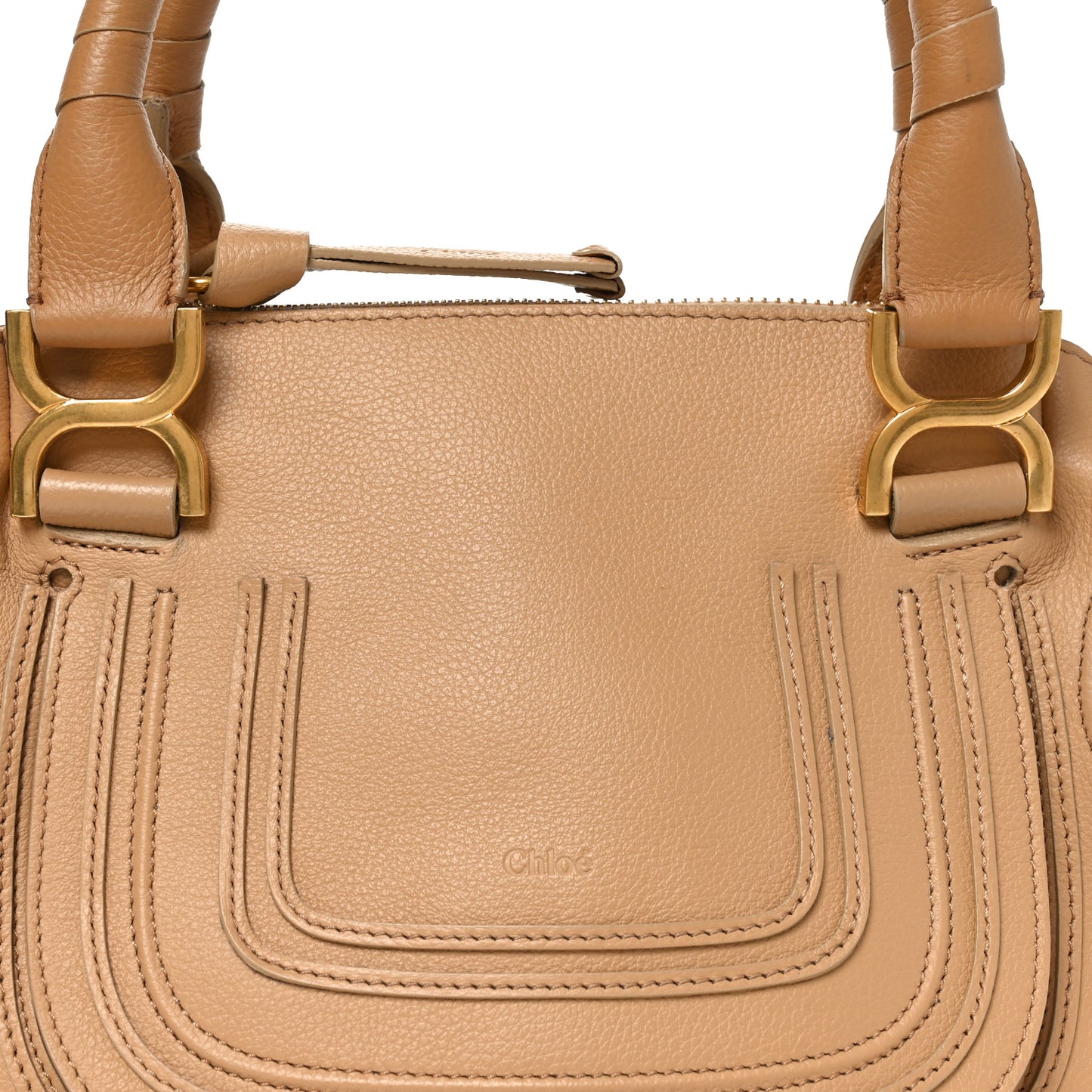 Calfskin Small Marcie Satchel Milky Brown