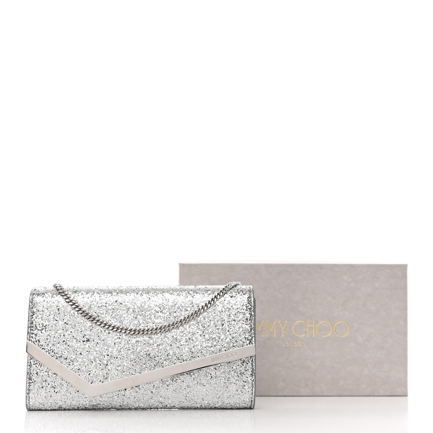 Jimmy Choo Glitter Emmie Clutch Silver 14 of 14