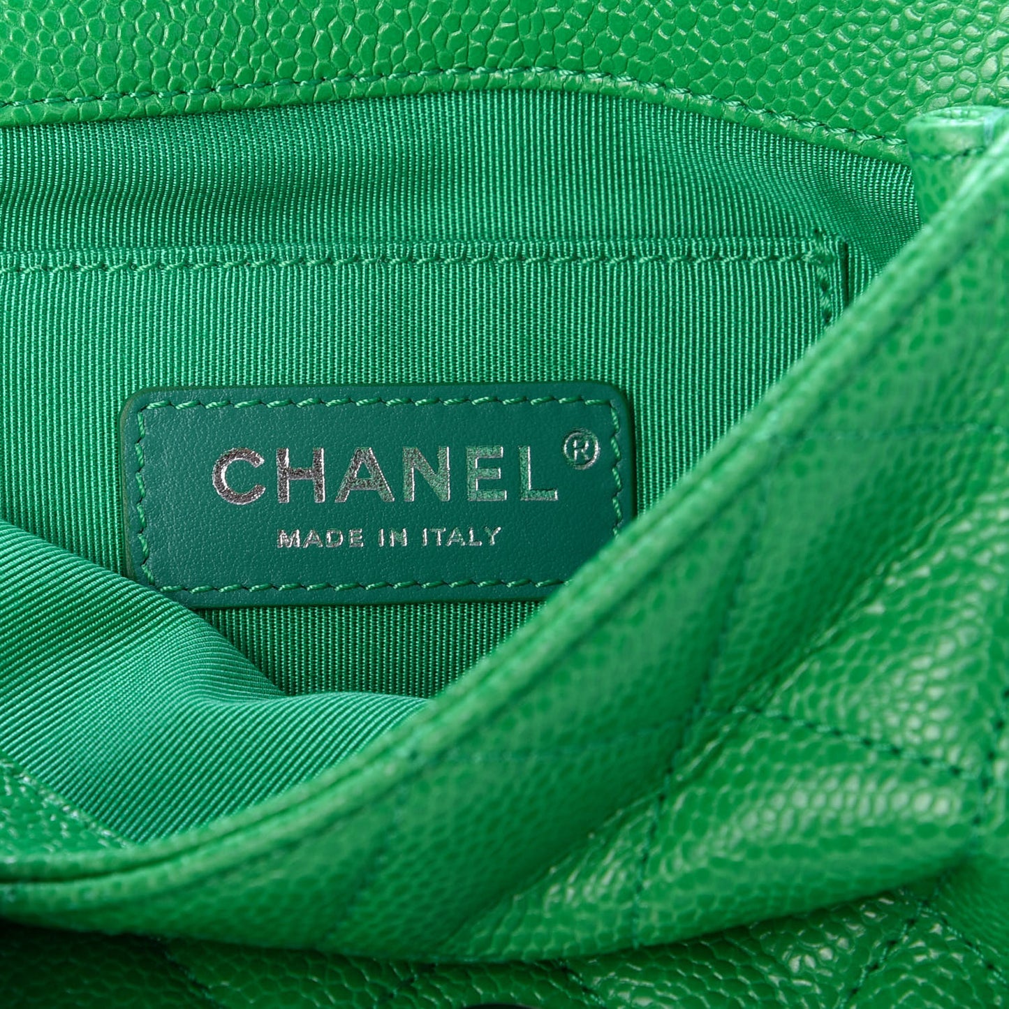 Caviar Quilted Mini Incognito Square Flap Green