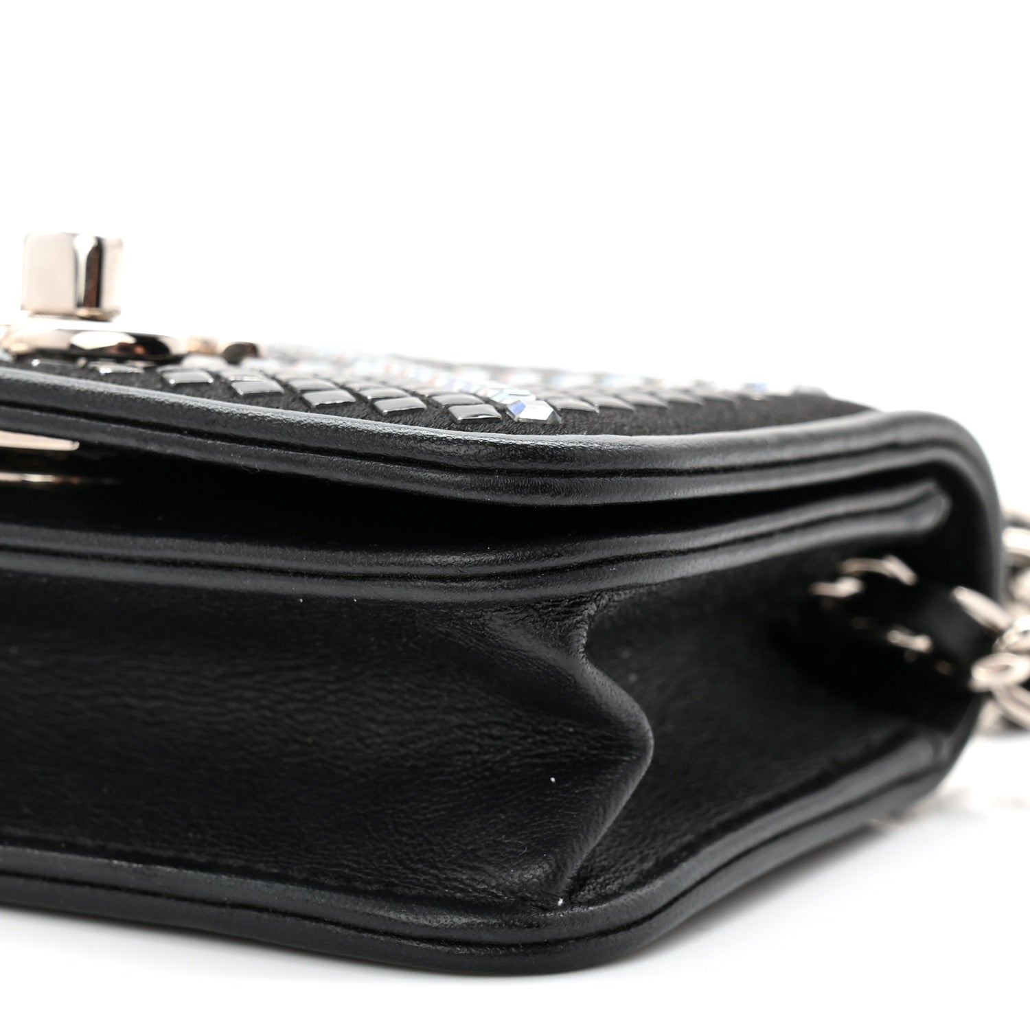 Chanel Lambskin Crystal Quilted Mini Chain Belt Bag Black 10 of 10