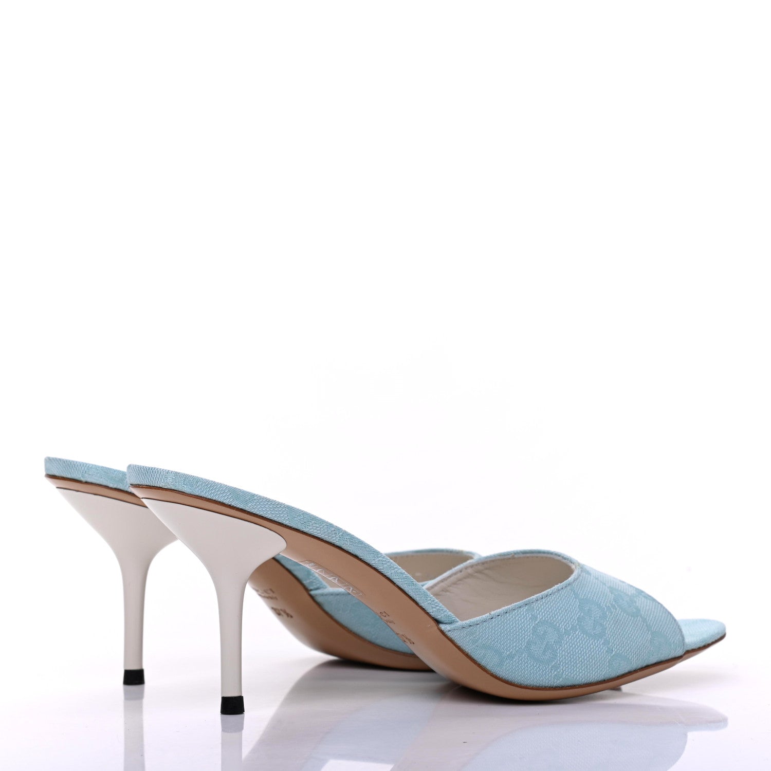 Gucci Monogram Mid Heel Slides 37.5 Sea Blue 4 of 11