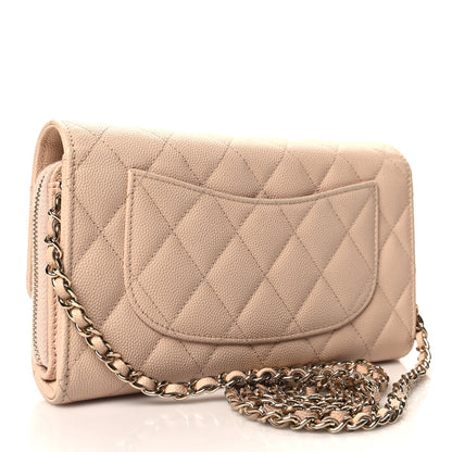 Chanel Caviar Quilted Phone Holder Wallet on Removable Chain Light Beige 4 of 13