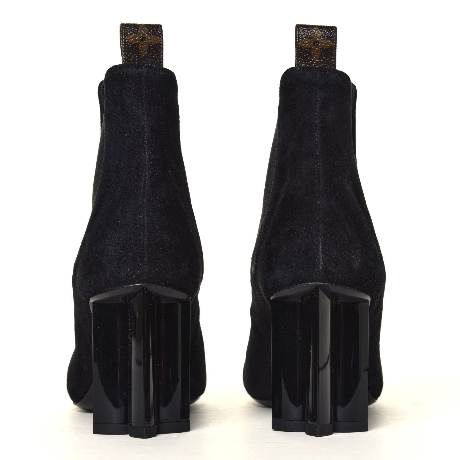 Louis Vuitton Suede Monogram Uniformes Cap Toe Chelsea 80mm Ankle Boots 35 Black 5 of 7