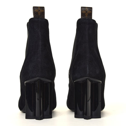Louis Vuitton Suede Monogram Uniformes Cap Toe Chelsea 80mm Ankle Boots 35 Black 5 of 7