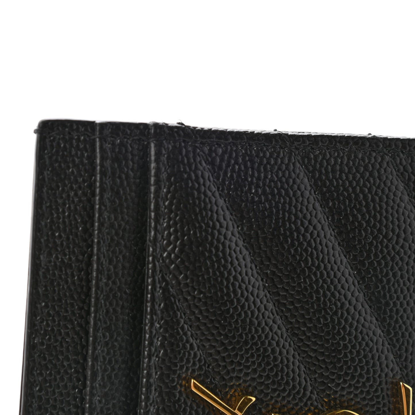 Grain De Poudre Matelasse Chevron Monogram Credit Card Case Black