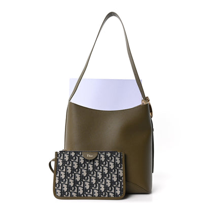 Christian Dior Grained Calfskin Medium Medaillon Bucket Bag Khaki 20 of 20