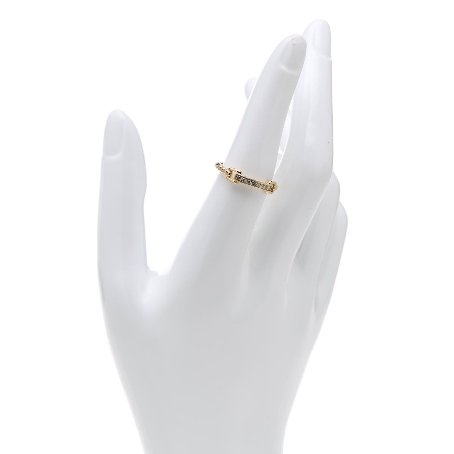 David Yurman 18K Yellow Gold Diamond Pave Petite Ring 54 7 2 of 4