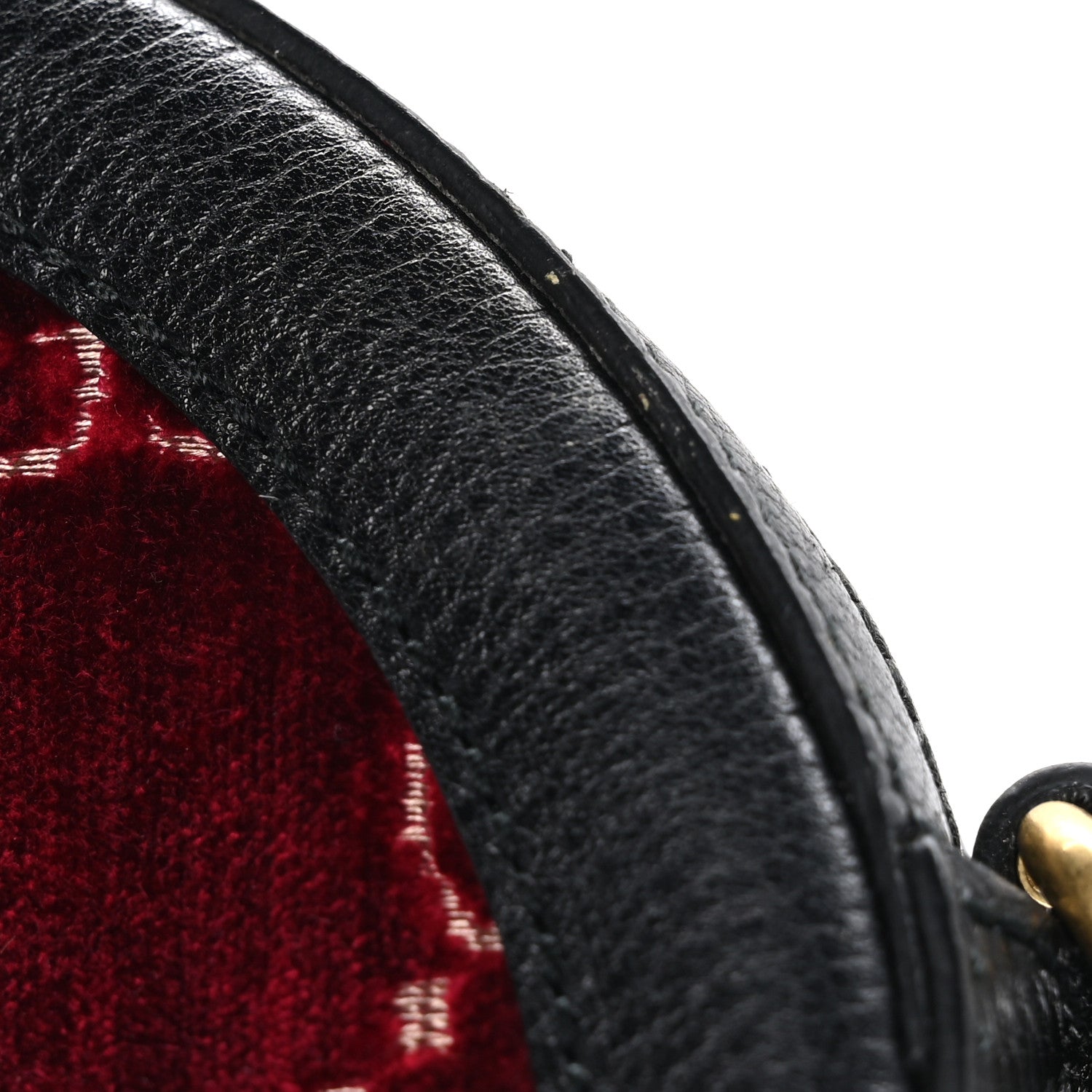 Gucci Velvet GG Monogram Textured Calfskin Round Shoulder Bag Red Cipria Black 11 of 11