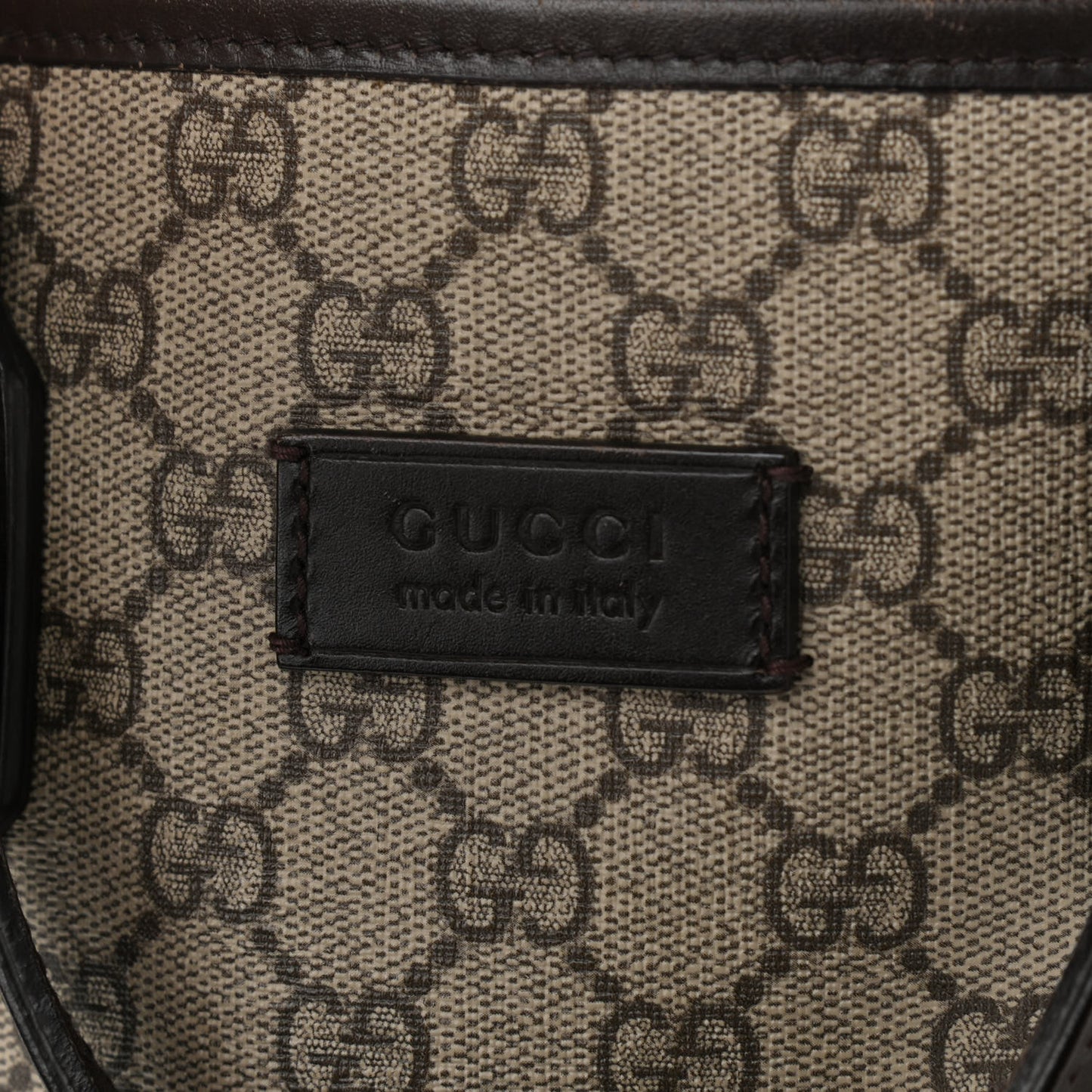 GG Supreme Monogram Small Zippered Tote Dark Brown