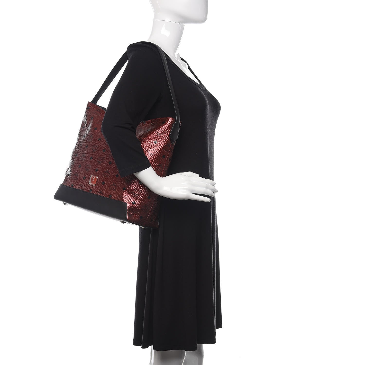 MCM Metallic Visetos Spot Medium Hobo Bag Scooter Red 2 of 8