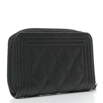 Chanel Caviar Quilted Boy Zip Around Coin Purse Wallet Black 3 of 8