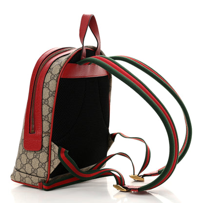 Gucci GG Supreme Monogram Web Bosco Patch Dome Backpack Beige Malva Hibiscus Red 3 of 12