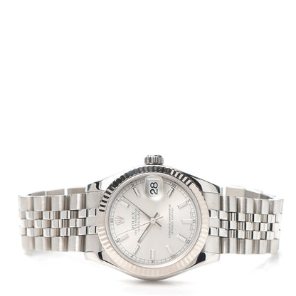 Rolex Stainless Steel 18K White Gold 31mm Oyster Perpetual Datejust Watch Silver 178274 2 of 6