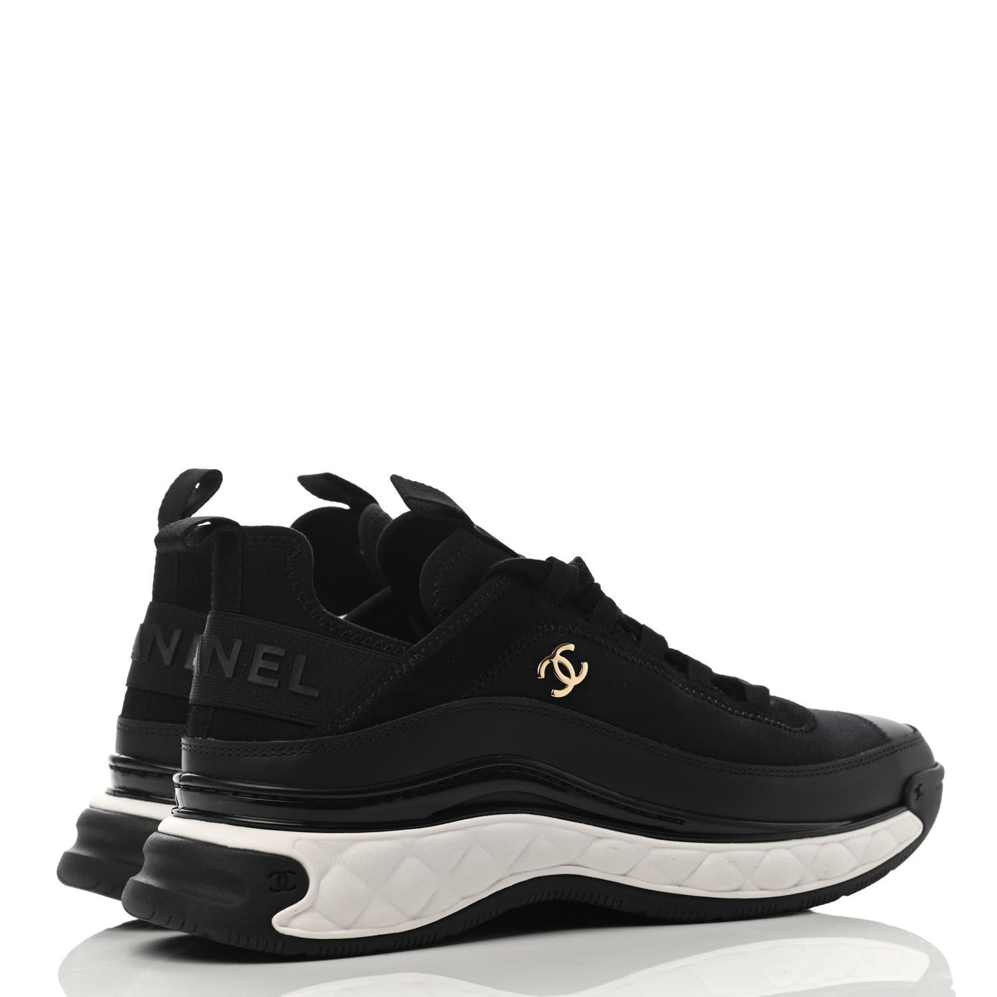 Velvet Calfskin Mixed Fibers CC Sneakers 39.5 Black