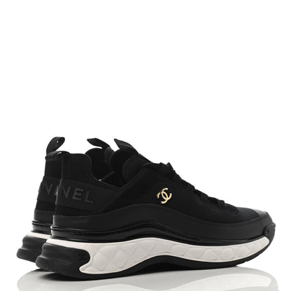 Chanel Velvet Calfskin Mixed Fibers CC Sneakers 39.5 Black 3 of 4