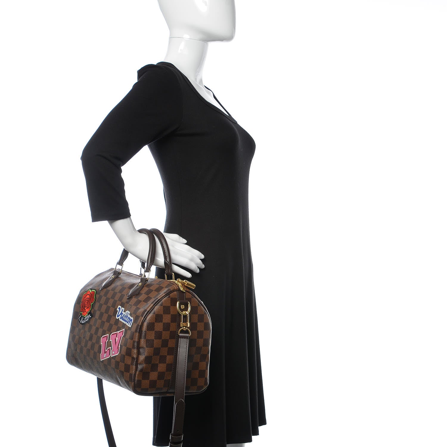 Louis Vuitton Damier Ebene Patches Speedy Bandouliere 30 3 of 10