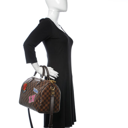 Louis Vuitton Damier Ebene Patches Speedy Bandouliere 30 3 of 10