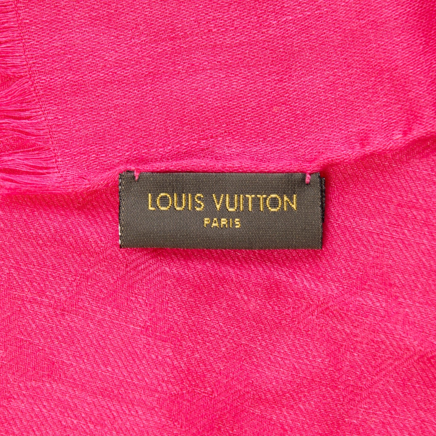 Cashmere Wool Silk Monogram Stole Fuchsia