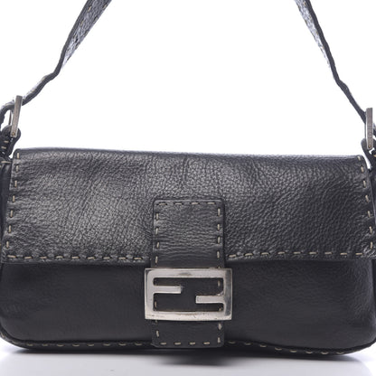 Fendi Calfskin Romano Selleria Baguette Black 11 of 11
