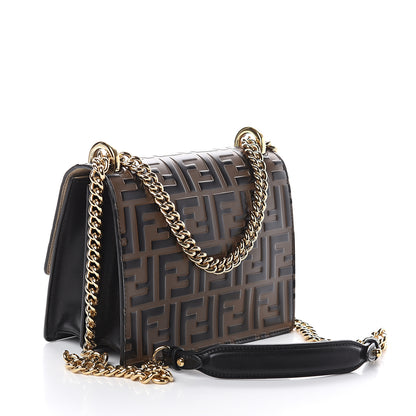 Fendi Vitello Liberty Bi-Color FF 1974 Embossed Small Kan U Shoulder Bag Maya Black 2 of 8