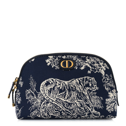 Christian Dior Embroidered Toile De Jouy 30 Montaigne Cosmetic Pouch Blue 1 of 9