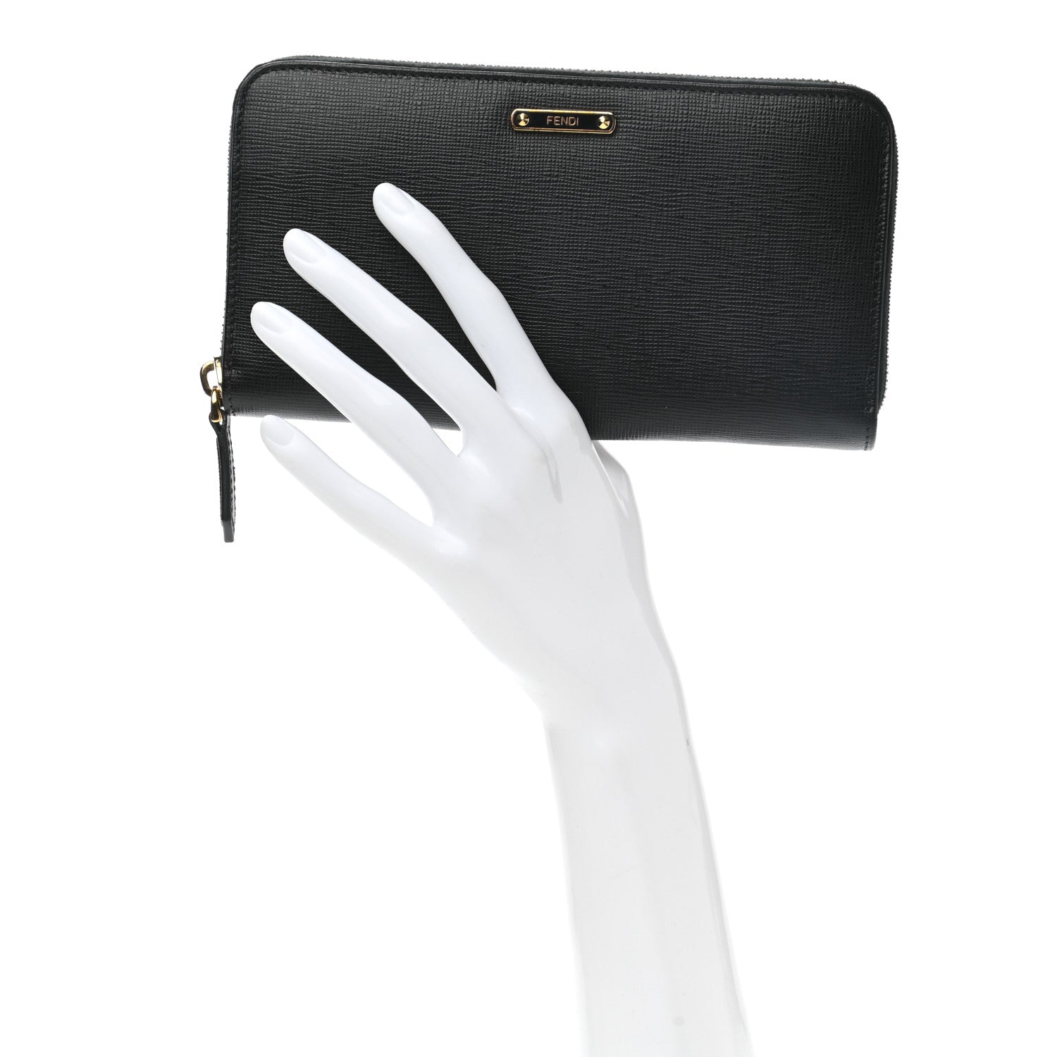 Fendi Vitello Elite Zip Around Wallet Black 2 of 8
