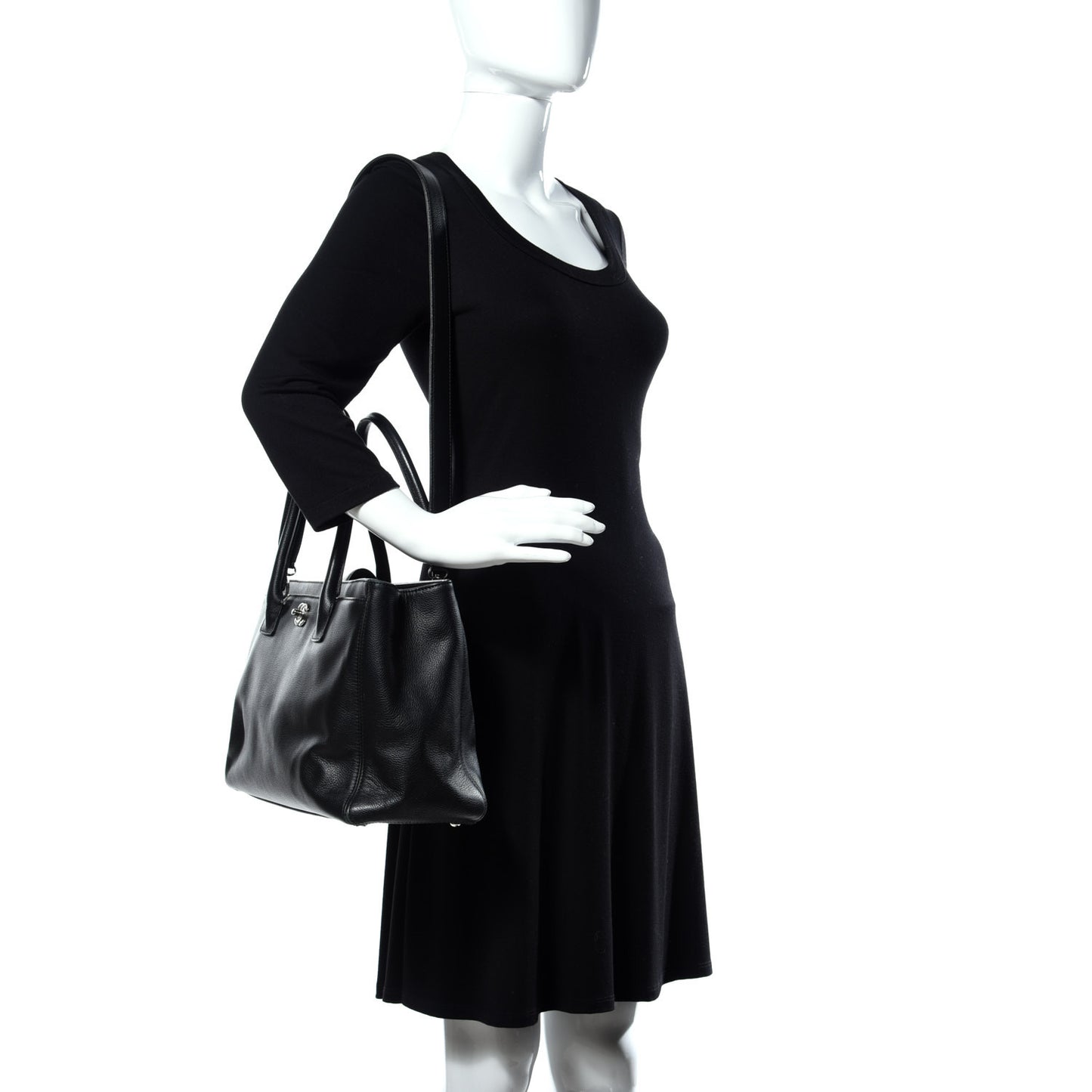 Calfskin Cerf Executive Shopper Tote Black