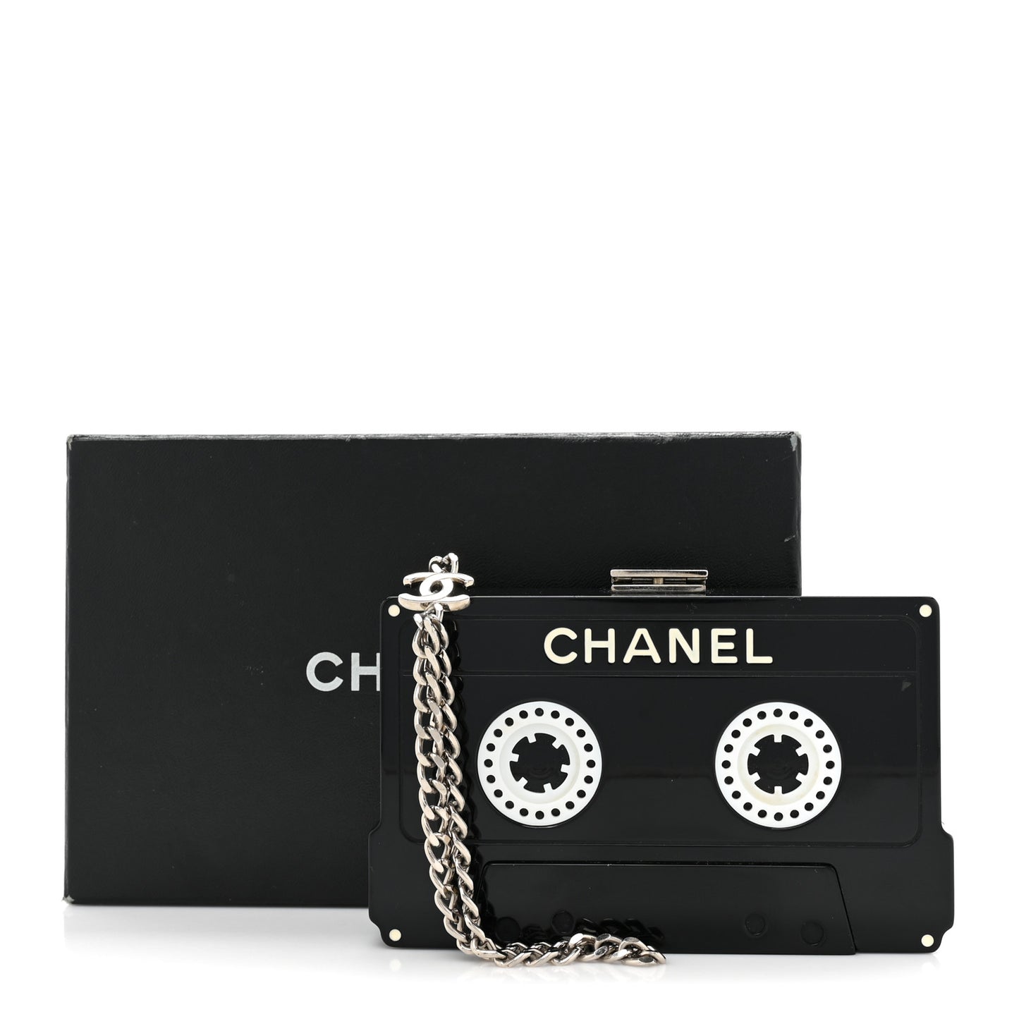 Lucite Cassette Clutch Black
