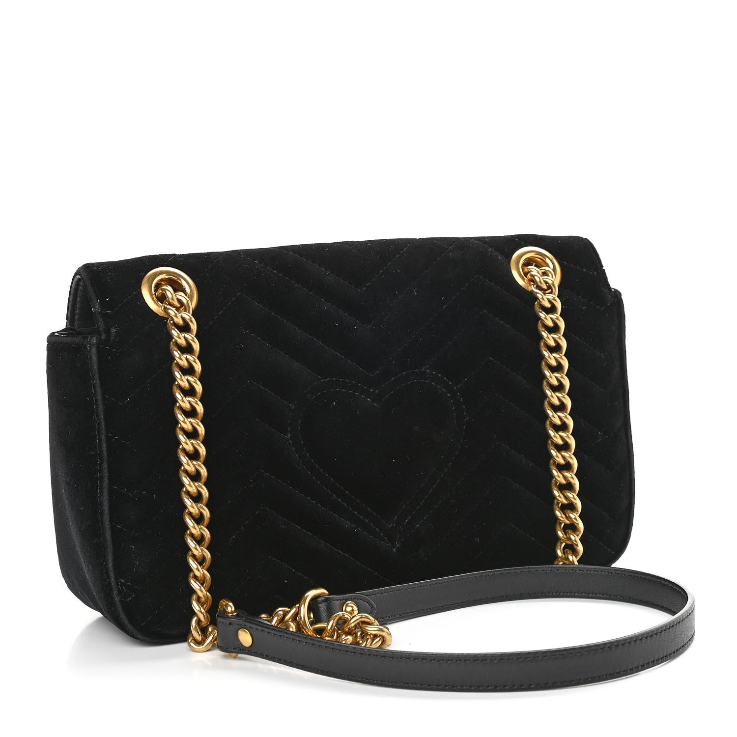 Gucci Velvet Matelasse Small GG Marmont Shoulder Bag Black 3 of 11