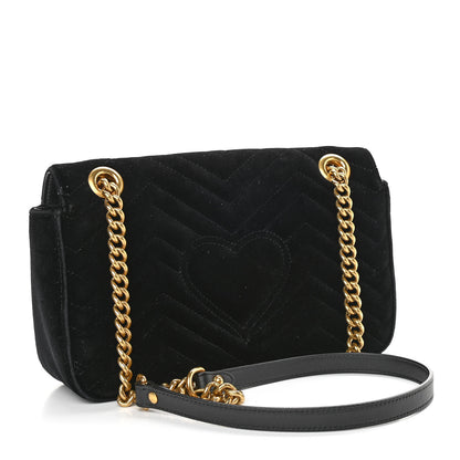 Gucci Velvet Matelasse Small GG Marmont Shoulder Bag Black 3 of 11