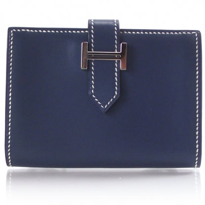 Hermes Leather Bearn Card Holder Bleu 1 of 7