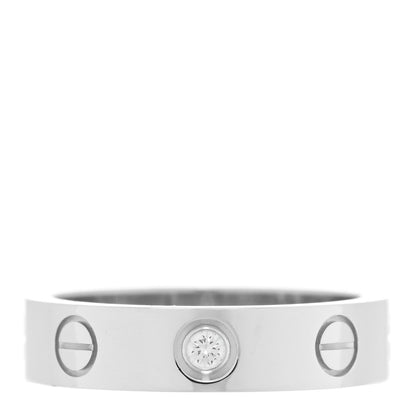 Cartier 18K White Gold Diamond 4mm LOVE Wedding Band Ring 46 3.75 1 of 5