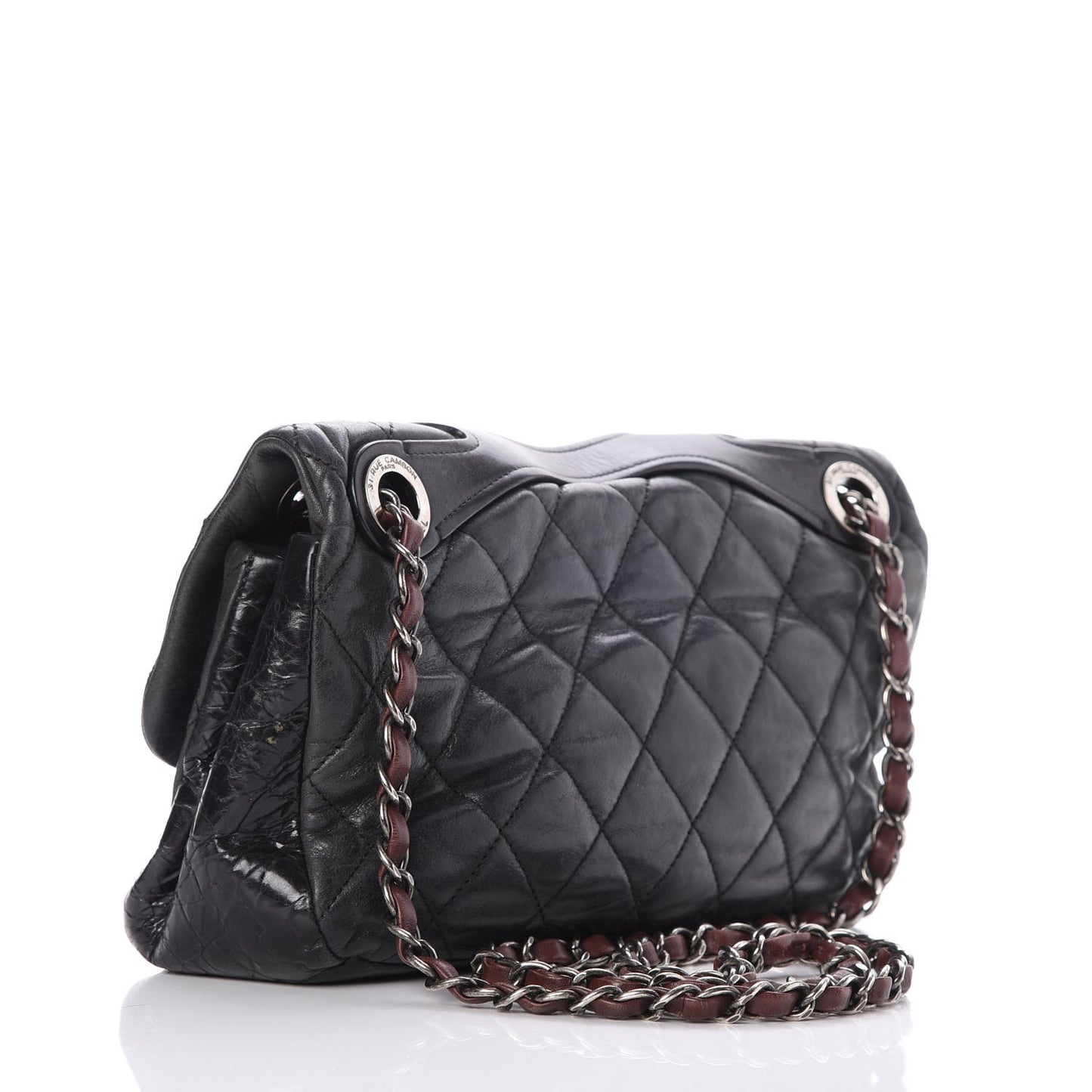 Iridescent Calfskin Medium In The Mix Flap Black