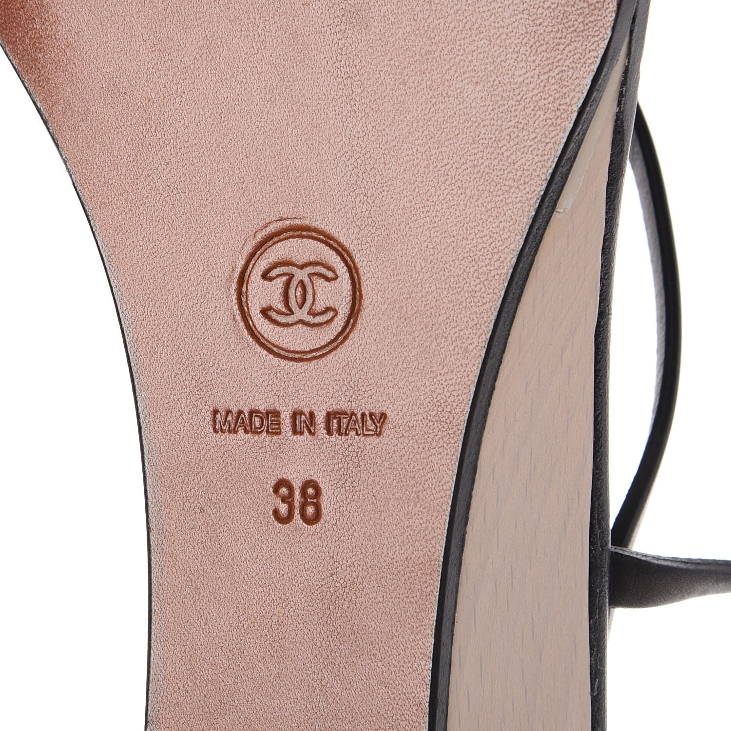 Chanel Lambskin Wedge Sandals 38 Black 6 of 10