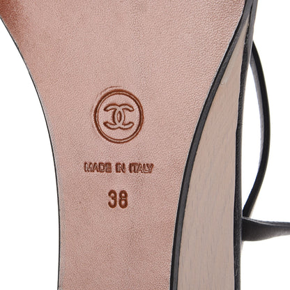 Chanel Lambskin Wedge Sandals 38 Black 6 of 10