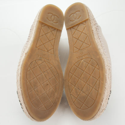 Chanel Grained Calfskin CC Espadrilles 35 Beige Black 5 of 8