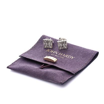 John Hardy Sterling Silver Diamond Modern Chain Square Earrings 6 of 6