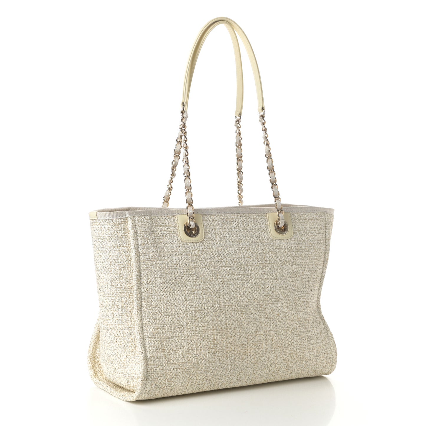 Lurex Boucle Small Deauville Tote Ivory