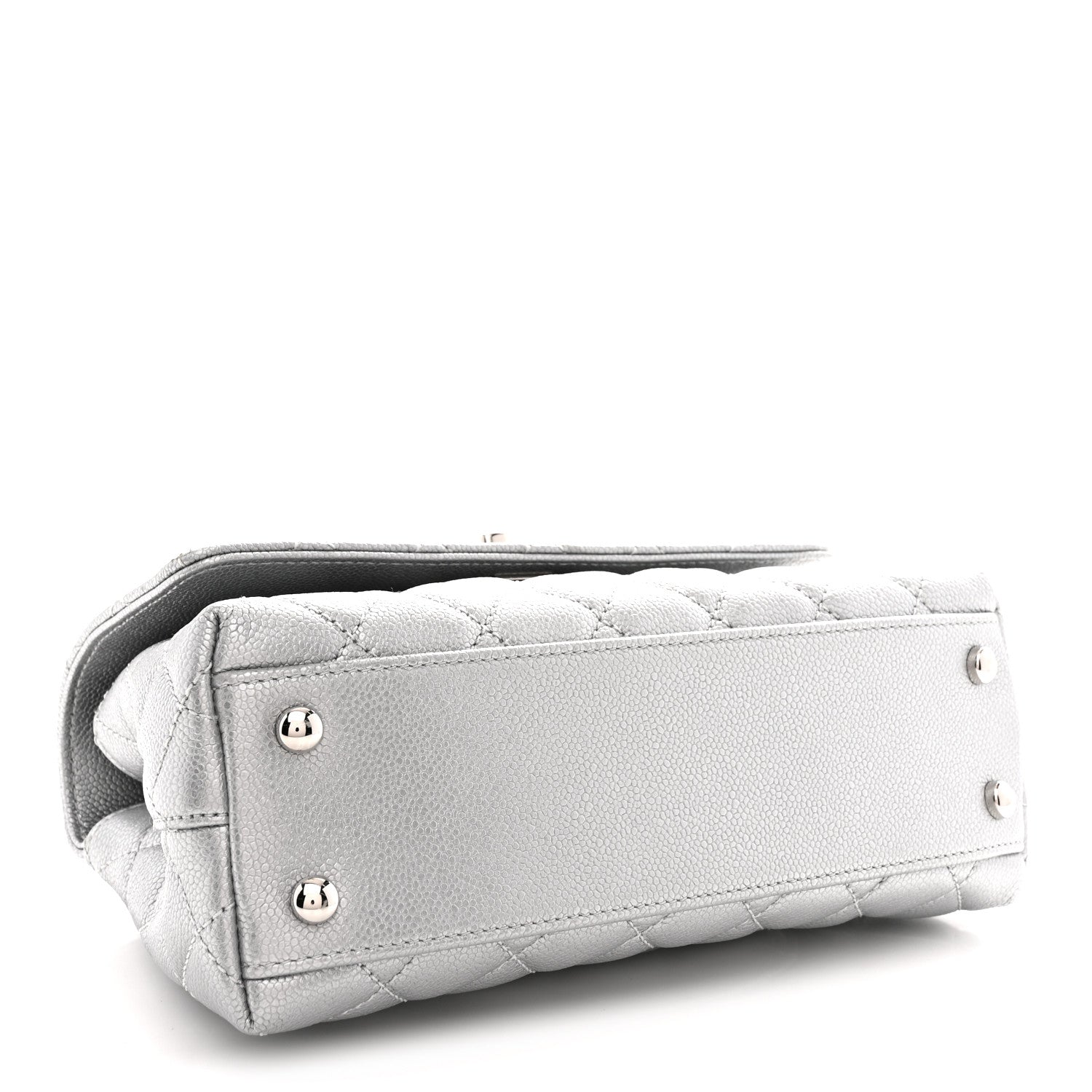 Chanel Metallic Caviar Quilted Mini Coco Handle Flap Silver 4 of 10