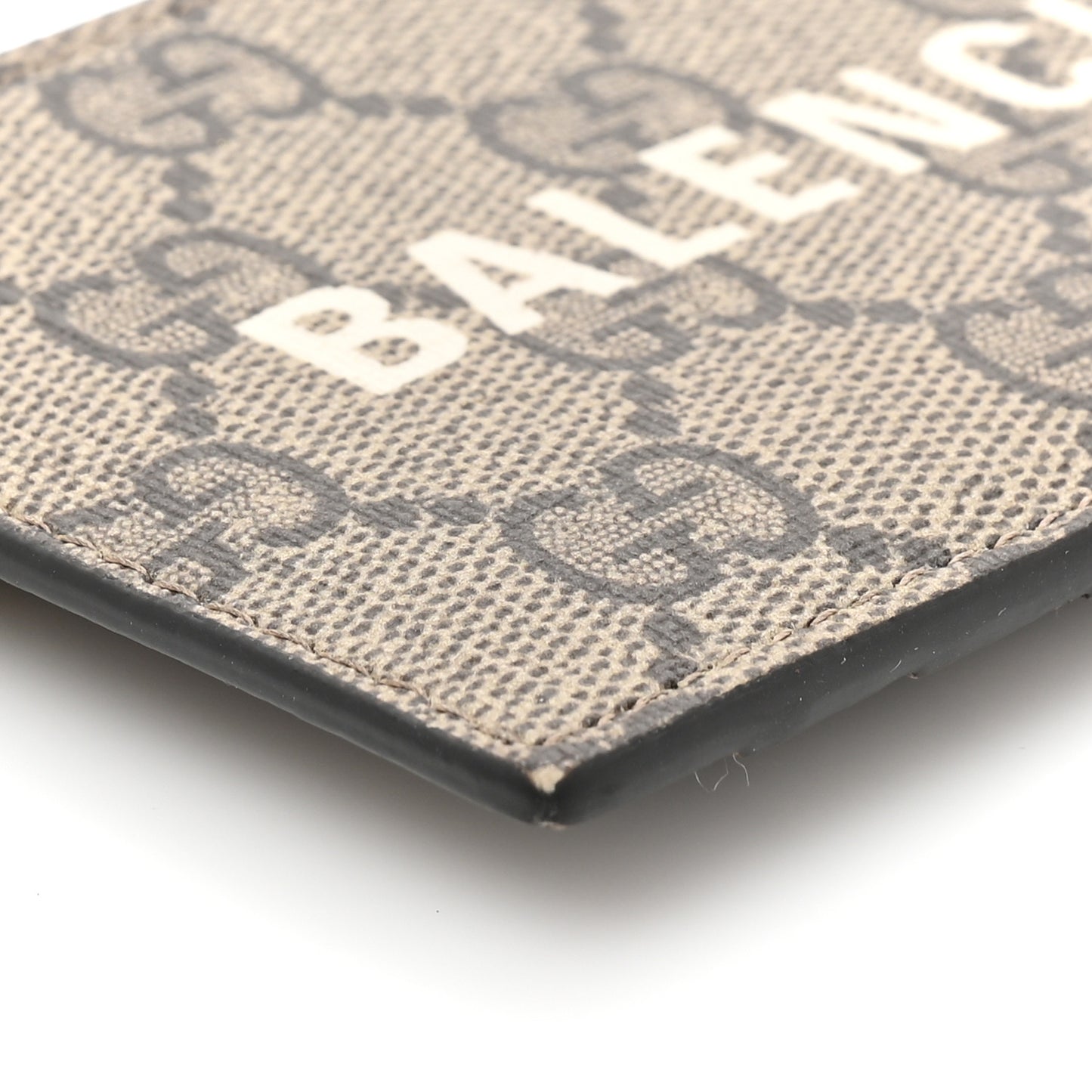 X BALENCIAGA GG Supreme Monogram Logo Card Case With Strap Beige Ebony
