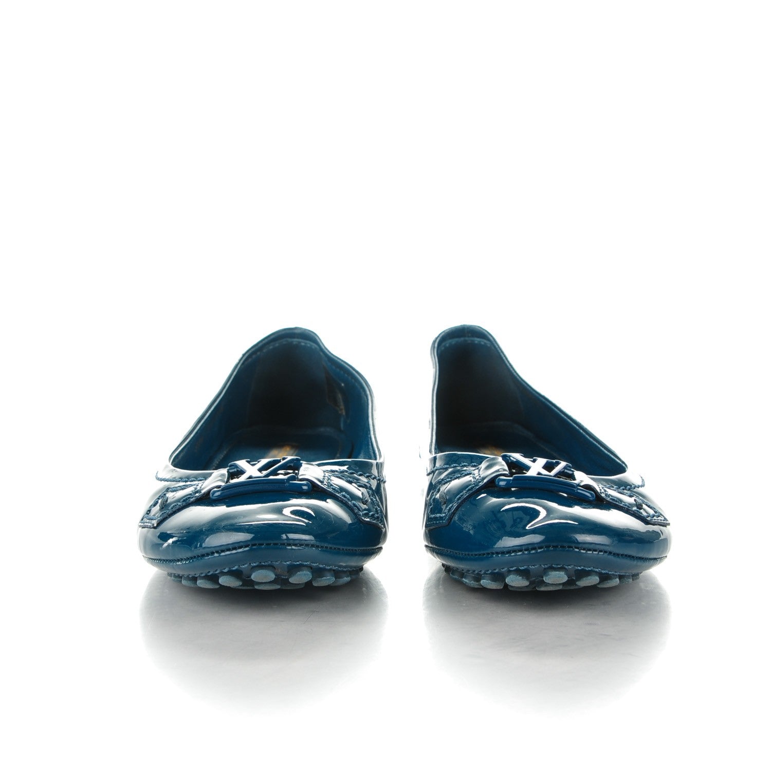 Louis Vuitton Patent Calfskin Oxford Ballerina Flats 37.5 Blue 2 of 8