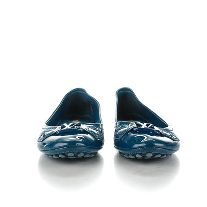 Louis Vuitton Patent Calfskin Oxford Ballerina Flats 37.5 Blue 2 of 8