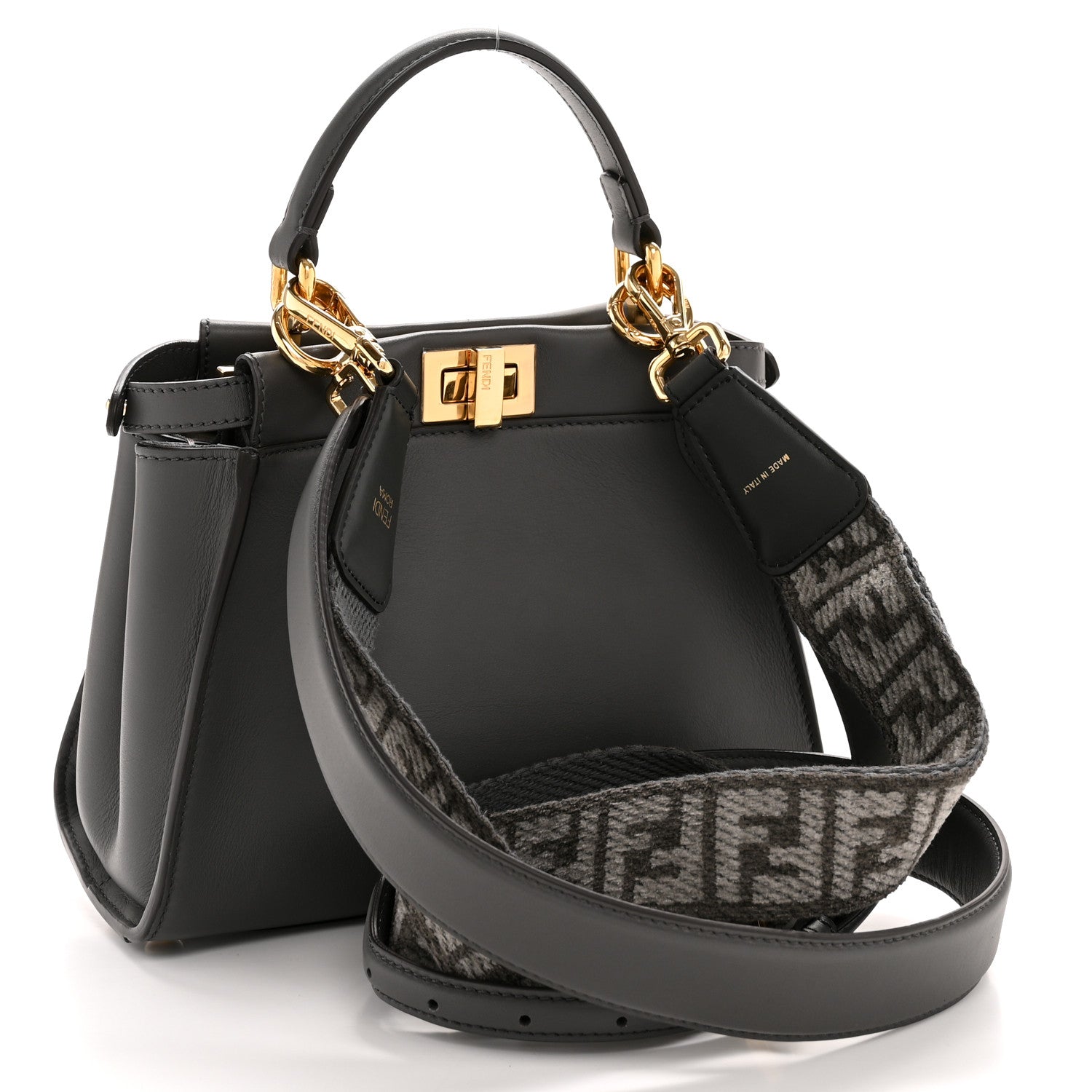 Fendi Nappa Mini Peekaboo Iconic Satchel Anthracite 3 of 11
