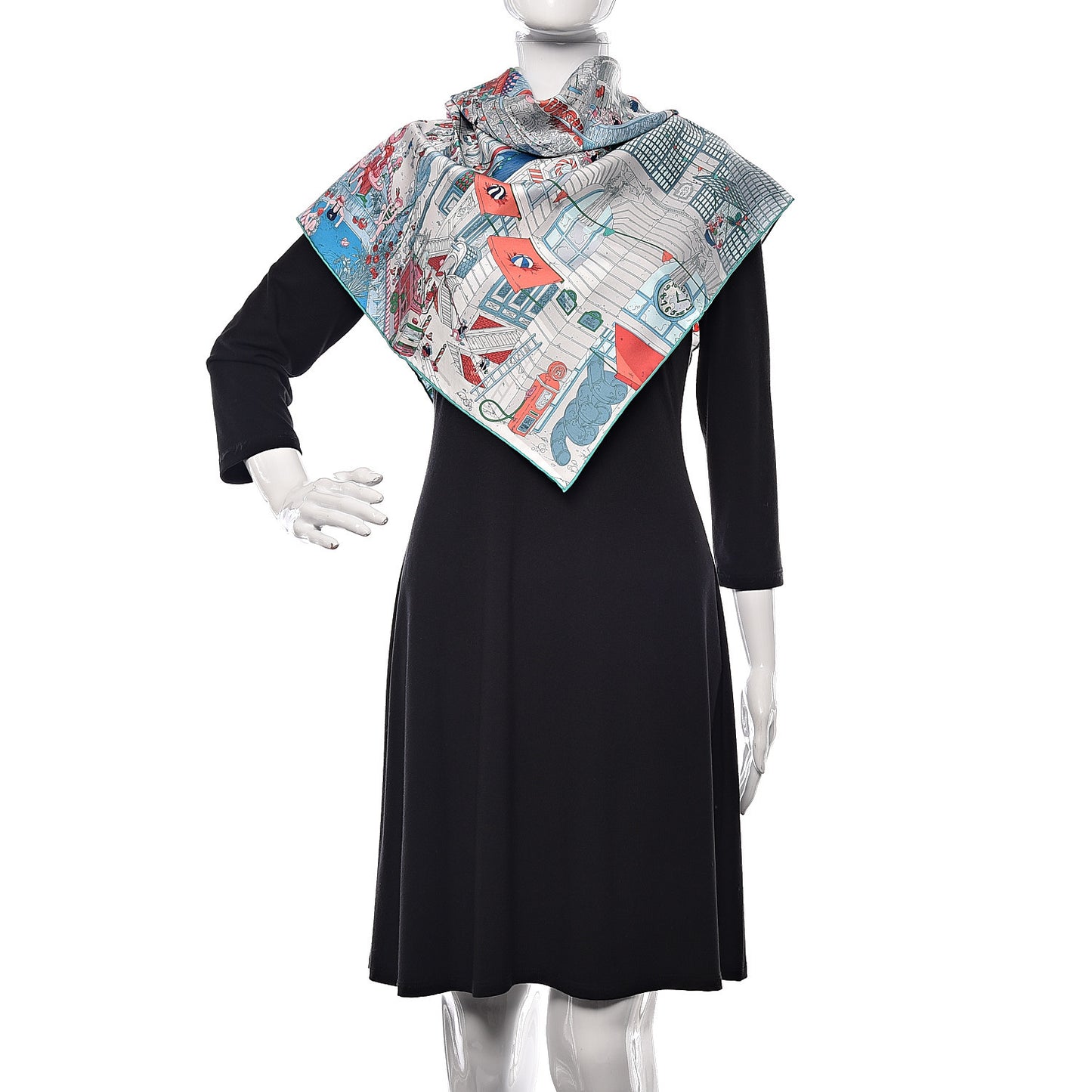 Silk Le Grand Prix du Faubourg Scarf 90 Bleu Rose Menthol