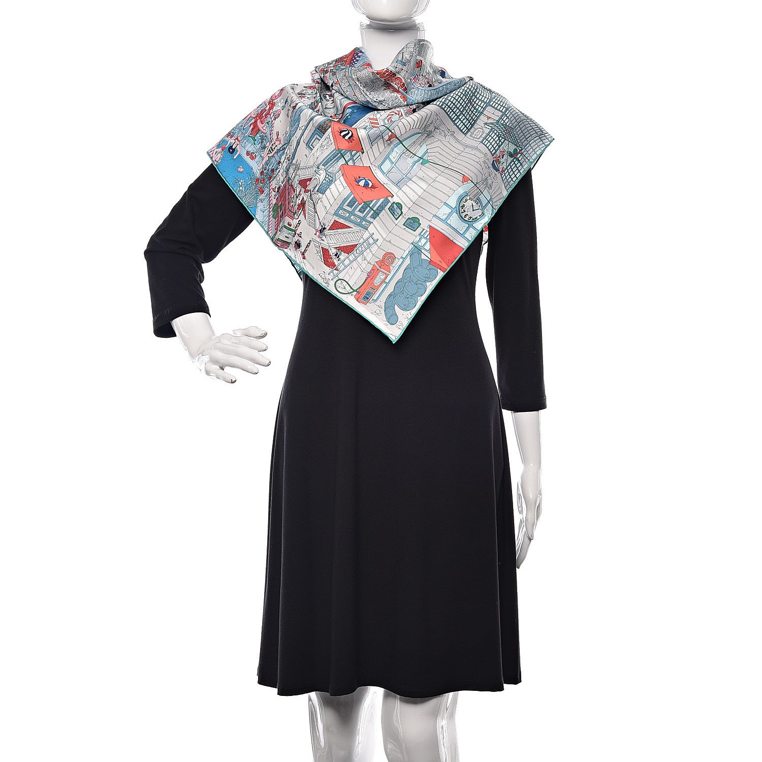Hermes Silk Le Grand Prix du Faubourg Scarf 90 Bleu Rose Menthol 2 of 3