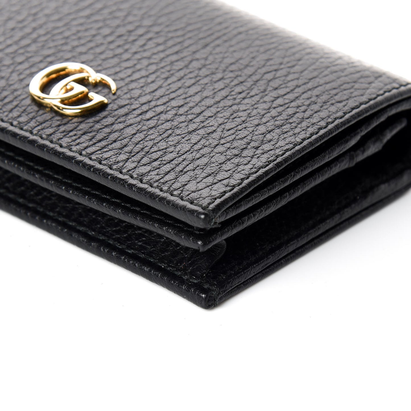 Pebbled Calfskin GG Marmont Card Case Black